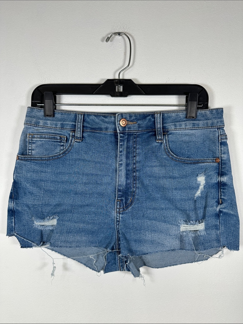 No Boundaries Raw Hem Shorts Denim Jorts High Rise Distressed‎ Juniors Size 11